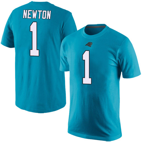 Carolina Panthers Men Blue Cam Newton Rush Pride Name and Number NFL Football #1 T Shirt->nfl t-shirts->Sports Accessory